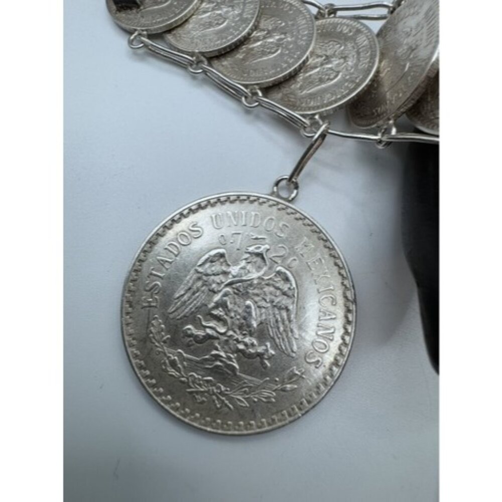 Vintage Mexican Coin Bracelet Solid Silver Unique Collectible Jewelry From 40s - Picture 5 of 16